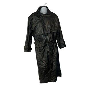Vintage Fabiani Long Leather Belted Trenchcoat Size Women’s Large